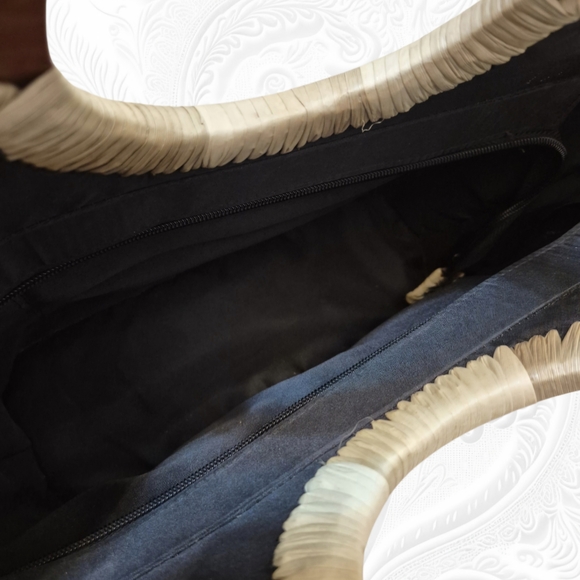 Handmade Woven Pandan Leaves Multicolor Tote Bag with Wooden Handles, Large - Picture 5 of 5